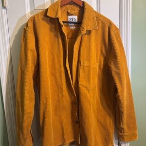 Zara Mustard Corduroy Button Down Shirt